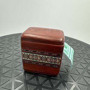 Small Wooden Box Postage Stamps Holder